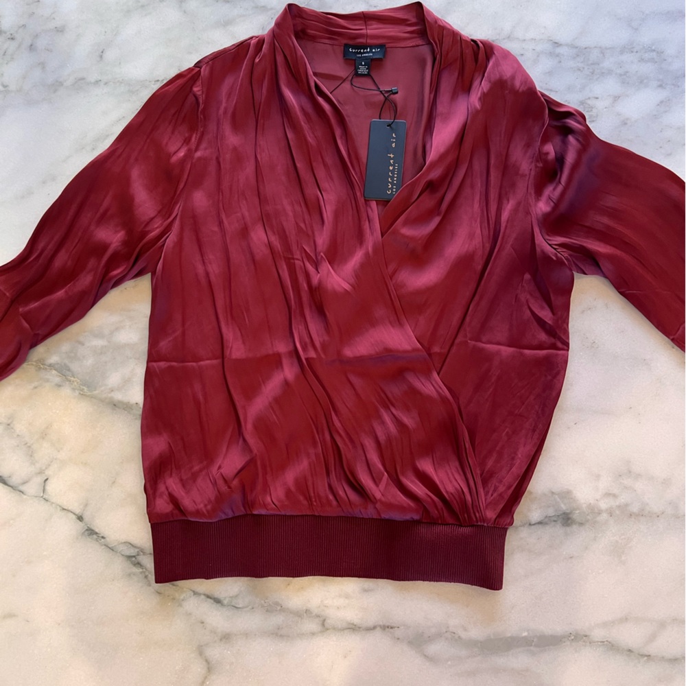 Current Air Surplice Satin Long sleeve top